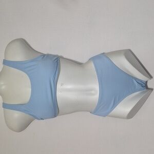 Mienqe Light Blue Ribbed Swim Bikini Set